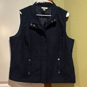 Dressbarn Dark Blue Textured Vest